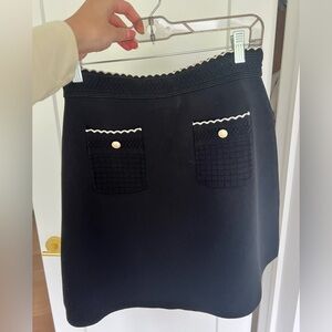Sandro black skirt with white and gold details size 2